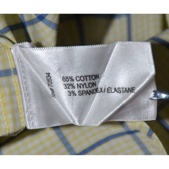 Orvis Plaid Button-Down Shirt Yellow Blue Long Sleeve Cotton Spandex Men's L - Picture 9 of 10